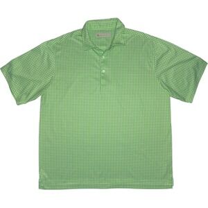 Donald Ross Men's XL Green and White Checked Short‎ Sleeve Golf Polo Shirt